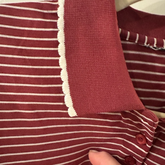 Cottagecore sweet 1990s polo shirt with embroidered flower - Picture 4 of 6